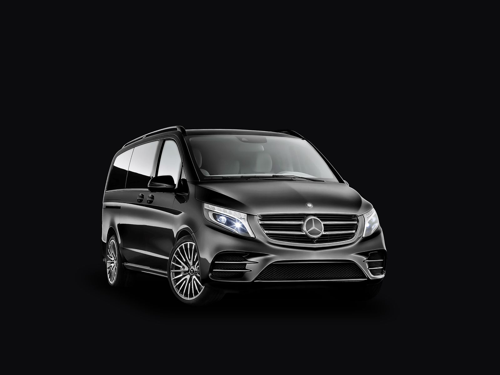 Profilo esterno della Mercedes V-Class nera